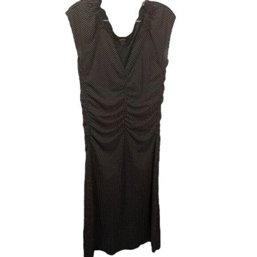 Express Black/Pink Polka‎ Dot Ruched A-line Dress 10